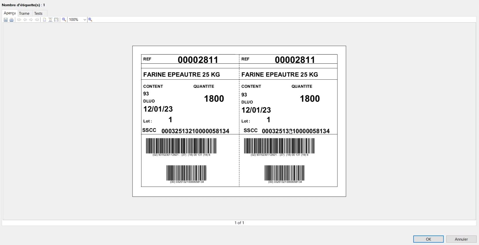 ERP de gestion d'étiquetage palette à l'entrée en stock